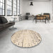 Round Machine Washable Abstract Camel Brown Rug in a Office, wshabs4796