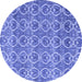 Round Abstract Blue Modern Rug, abs4797blu