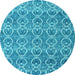 Round Abstract Light Blue Modern Rug, abs4797lblu