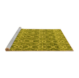 Sideview of Machine Washable Abstract Yellow Modern Rug, wshabs4797yw