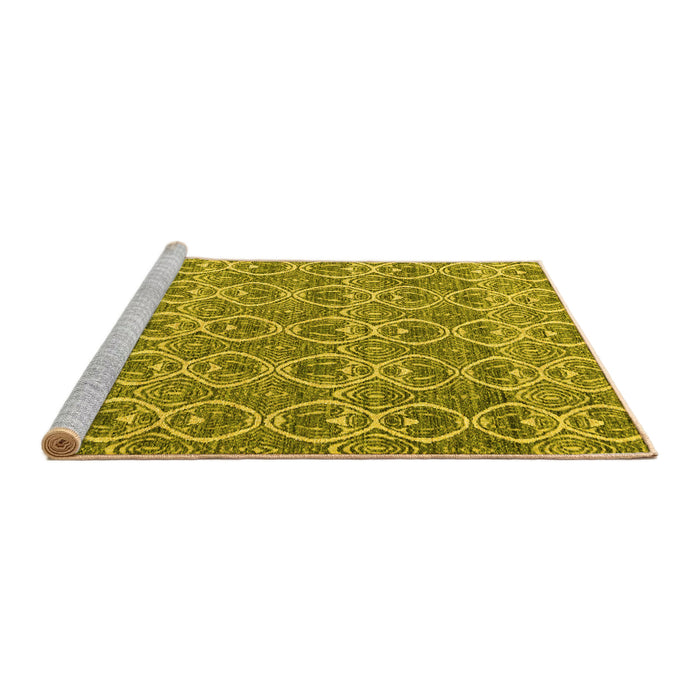 Sideview of Machine Washable Abstract Yellow Modern Rug, wshabs4797yw