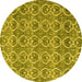 Round Machine Washable Abstract Yellow Modern Rug, wshabs4797yw