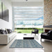 Square Abstract Cloud Gray Modern Rug in a Living Room, abs4797