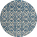 Round Machine Washable Abstract Cloud Gray Rug, wshabs4797