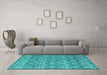 Machine Washable Abstract Turquoise Modern Area Rugs in a Living Room,, wshabs4797turq