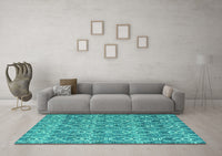 Machine Washable Abstract Turquoise Modern Rug, wshabs4797turq