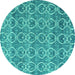 Round Abstract Turquoise Modern Rug, abs4797turq