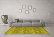 Machine Washable Abstract Yellow Modern Rug in a Living Room, wshabs4797yw