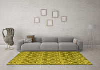 Machine Washable Abstract Yellow Modern Rug, wshabs4797yw