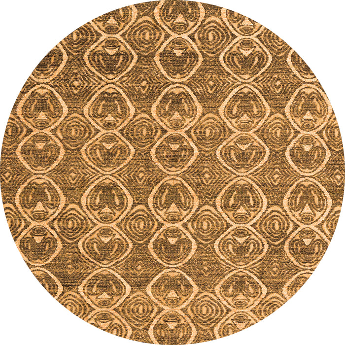Round Machine Washable Abstract Orange Modern Area Rugs, wshabs4797org