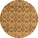 Round Machine Washable Abstract Orange Modern Area Rugs, wshabs4797org