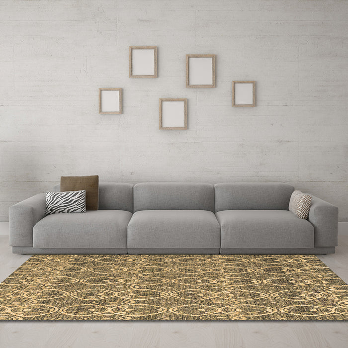 Machine Washable Abstract Brown Modern Rug in a Living Room,, wshabs4797brn