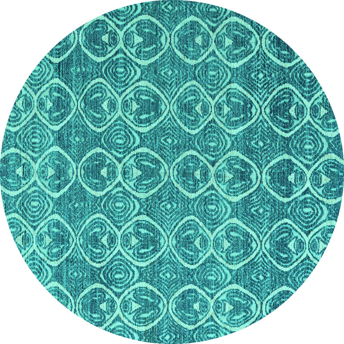 Round Machine Washable Abstract Turquoise Modern Area Rugs, wshabs4797turq