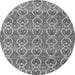 Round Machine Washable Abstract Gray Modern Rug, wshabs4797gry