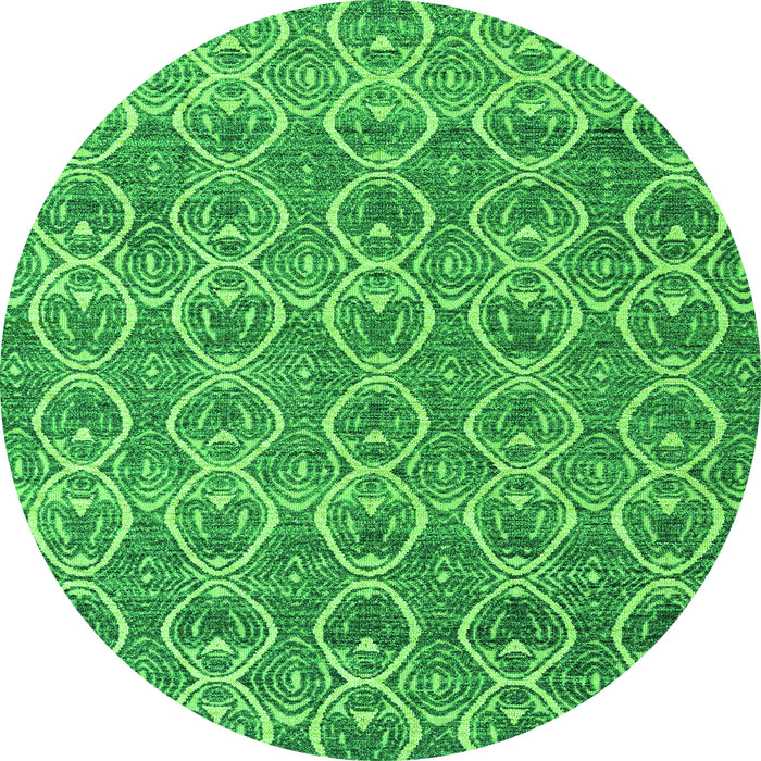 Round Abstract Green Modern Rug, abs4797grn
