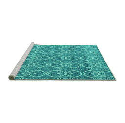 Sideview of Machine Washable Abstract Turquoise Modern Area Rugs, wshabs4797turq