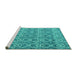 Sideview of Machine Washable Abstract Turquoise Modern Area Rugs, wshabs4797turq