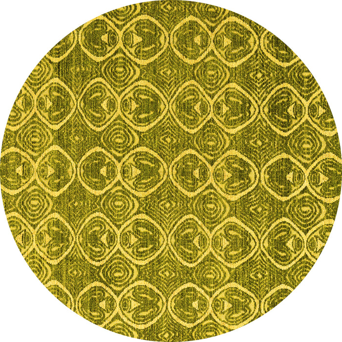 Round Abstract Yellow Modern Rug, abs4797yw
