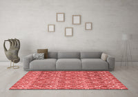 Machine Washable Abstract Red Modern Rug, wshabs4797red