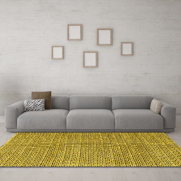 Machine Washable Abstract Yellow Modern Rug in a Living Room, wshabs4798yw