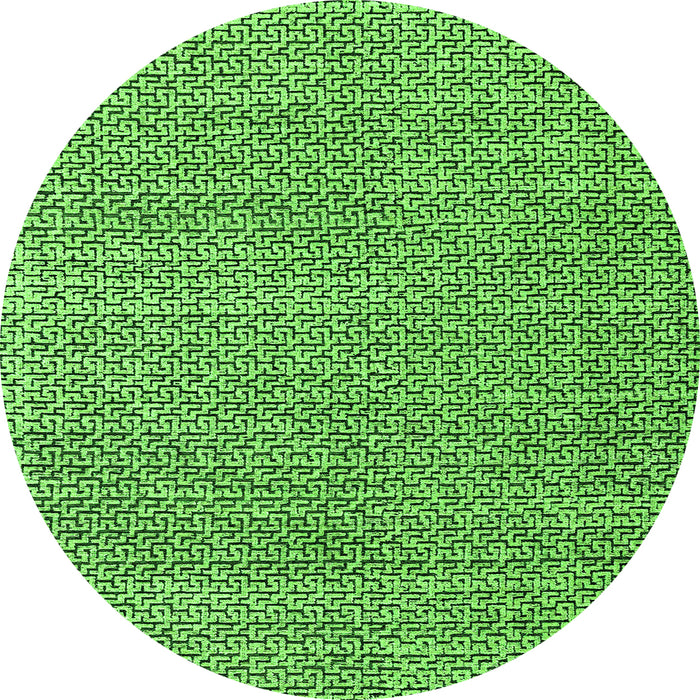 Round Machine Washable Abstract Green Modern Area Rugs, wshabs4798grn