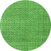 Round Machine Washable Abstract Green Modern Area Rugs, wshabs4798grn