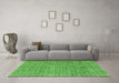 Machine Washable Abstract Green Modern Area Rugs in a Living Room,, wshabs4798grn