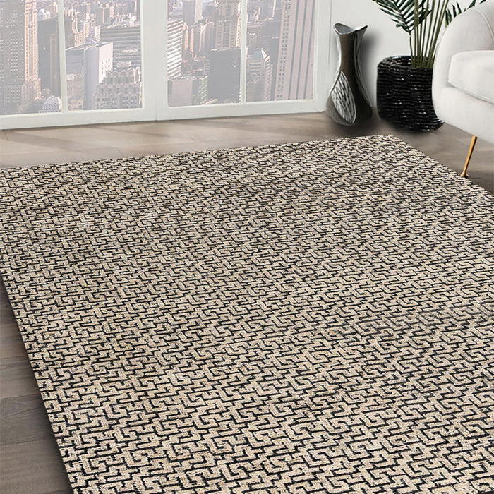 Abstract Coffee Brown Modern Rug in Family Room, abs4798