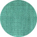 Round Machine Washable Abstract Turquoise Modern Area Rugs, wshabs4798turq