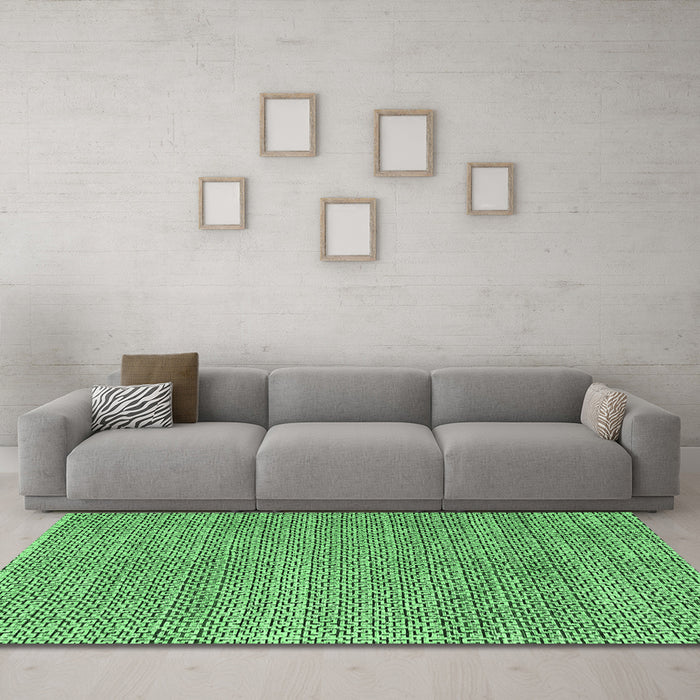 Machine Washable Abstract Emerald Green Modern Area Rugs in a Living Room,, wshabs4798emgrn
