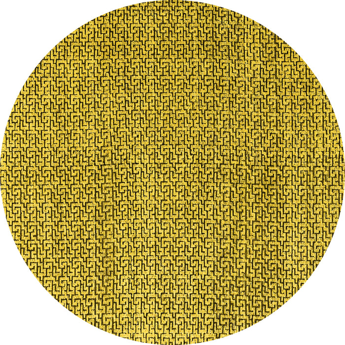 Round Abstract Yellow Modern Rug, abs4798yw