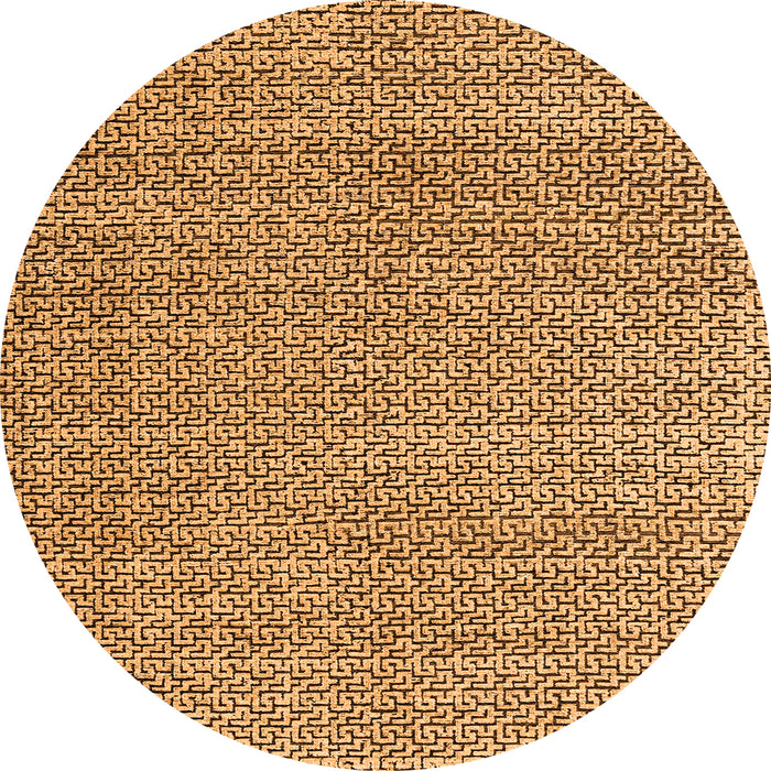 Round Machine Washable Abstract Orange Modern Area Rugs, wshabs4798org