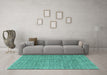 Machine Washable Abstract Turquoise Modern Area Rugs in a Living Room,, wshabs4798turq