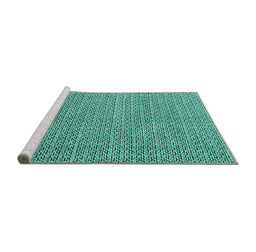 Sideview of Machine Washable Abstract Turquoise Modern Area Rugs, wshabs4798turq
