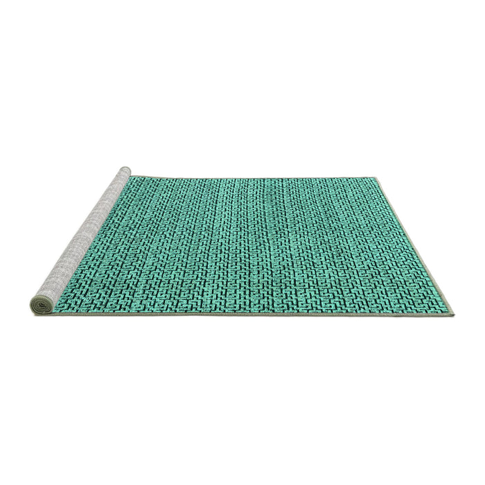 Sideview of Machine Washable Abstract Turquoise Modern Area Rugs, wshabs4798turq