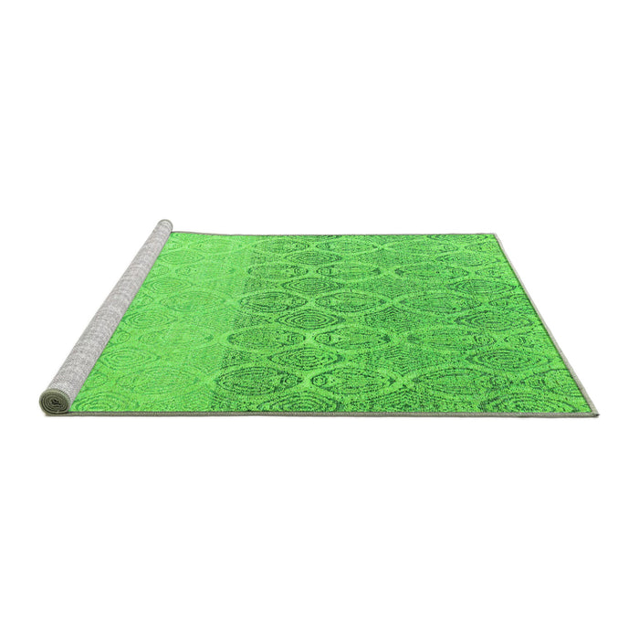 Sideview of Machine Washable Abstract Green Modern Area Rugs, wshabs4799grn