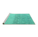 Sideview of Machine Washable Abstract Turquoise Modern Area Rugs, wshabs4799turq