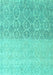 Machine Washable Abstract Turquoise Modern Area Rugs, wshabs4799turq