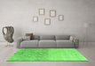 Machine Washable Abstract Green Modern Area Rugs in a Living Room,, wshabs4799grn