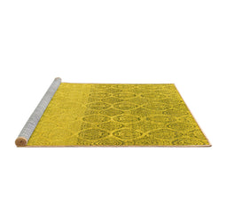 Sideview of Machine Washable Abstract Yellow Modern Rug, wshabs4799yw