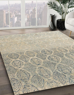 Machine Washable Abstract Khaki Green Rug in a Family Room, wshabs4799