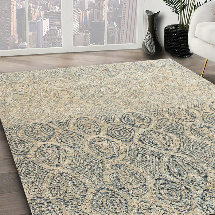 Machine Washable Abstract Khaki Green Rug in a Family Room, wshabs4799
