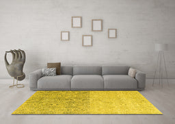 Machine Washable Abstract Yellow Modern Rug in a Living Room, wshabs4799yw