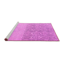 Sideview of Machine Washable Abstract Pink Modern Rug, wshabs4799pnk