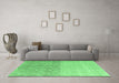 Machine Washable Abstract Emerald Green Modern Area Rugs in a Living Room,, wshabs4799emgrn