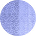 Round Machine Washable Abstract Blue Modern Rug, wshabs4799blu