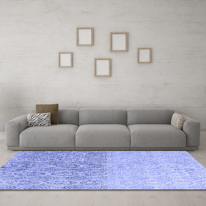 Machine Washable Abstract Blue Modern Rug in a Living Room, wshabs4799blu