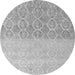 Round Machine Washable Abstract Gray Modern Rug, wshabs4799gry