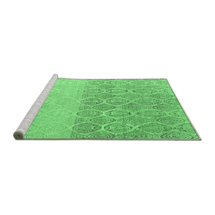 Sideview of Machine Washable Abstract Emerald Green Modern Area Rugs, wshabs4799emgrn