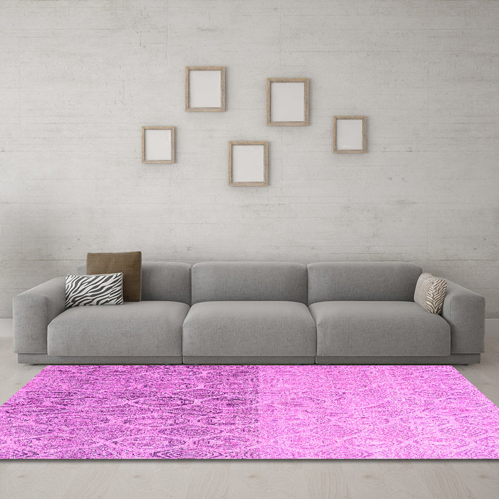 Machine Washable Abstract Pink Modern Rug in a Living Room, wshabs4799pnk